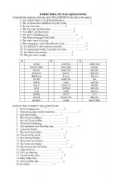 Exercises on TAG QUESTIONS