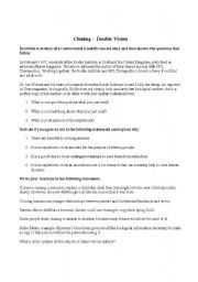 English Worksheet: Debate Topic - Cloning