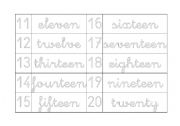 English worksheet: Numbers from 11 to 20