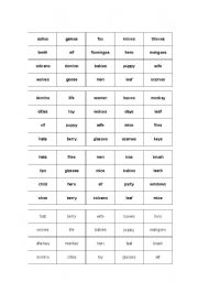 English Worksheet: bingo cards for plurals