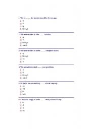 English Worksheet: Preposition Quiz