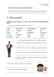 English Worksheet: Mr. Bean - The school exam (Students)