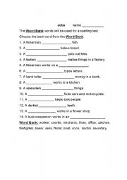 English Worksheet: Jobs