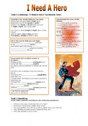 English Worksheet: I Need A Hero