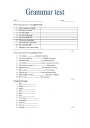 English Worksheet: Grammar test