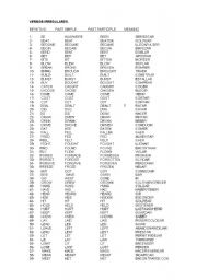 English Worksheet: irregular verbs