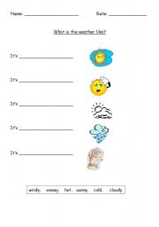 English worksheet: What is the weather like?