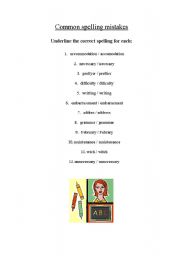 English worksheet: Common spelling mistakes 