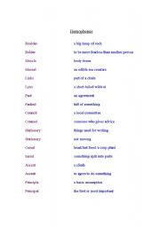 English worksheet: homophones match--up