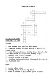 English Worksheet: Cardinal numbers