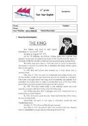 English Worksheet: elsvis presley 6th grade test