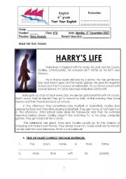 English Worksheet: harry potter test