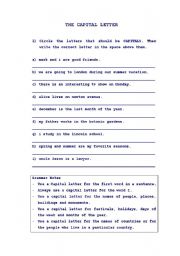 English Worksheet: The Capital Letter