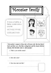 English Worksheet: Monster Family