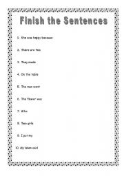 English Worksheet: Finish the Sentences