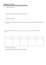 English worksheet: Listening to a song and discovering it