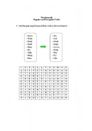 English Worksheet: Wordsearch: Regular and Irregular Verbs