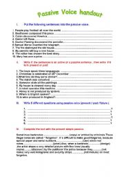 English Worksheet: Passive voice handout