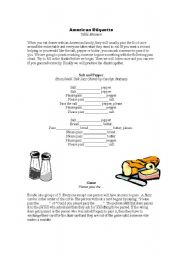 English Worksheet: Table Manners Game and Jazz Chant