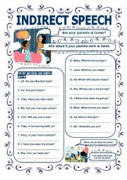 English Worksheet: INDIRECT SPEECH - QUESTIONS