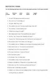 English Worksheet: Some Reporting Verbs (Exercises + Key)