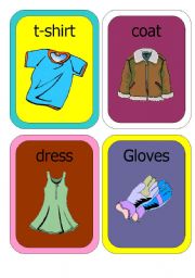 English Worksheet: Clothes Minicards