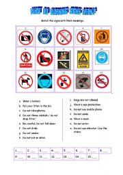 English Worksheet: WARNING SIGNS