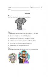 English worksheet: Using Adjectives