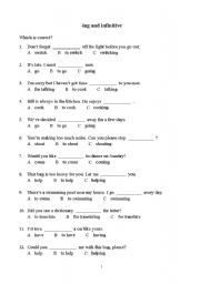 English Worksheet: Gerunds and infinitive