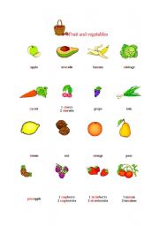 English Worksheet: fruits and vegetables