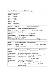 English Worksheet: Shopping Cloze