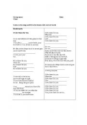 English worksheet: listening activity-song: ill be there for you by the Rembrandts