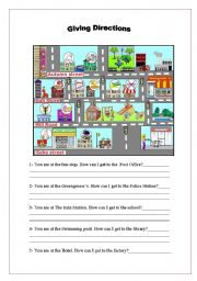 English Worksheet: Giving Directions