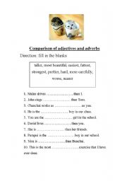 English Worksheet: Comparison of  adjectives and adverbs
