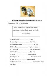 English worksheet: Comparison of  adjectives and adverbs