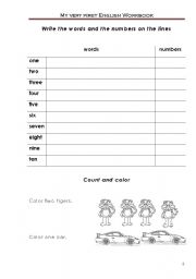 English worksheet: My very first English workbook p3