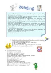 English Worksheet: Tennis money and advertising