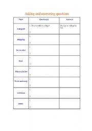 English Worksheet: Making, asking and answering questions