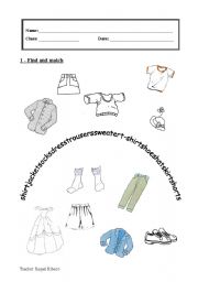 English Worksheet: Clothes