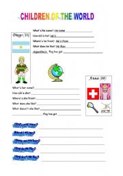 English worksheet: children of the world