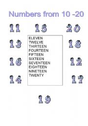 English Worksheet: Numbers from 11-20