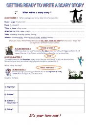 English Worksheet: Writing a scary story