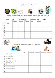 English Worksheet: what do you like to do or have to do at home