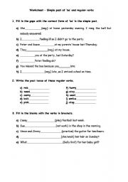 English worksheet: simple past of be and regular verbs