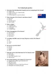 New Zealand quiz - ESL worksheet by phillipa47