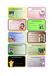 English Worksheet: Super student award