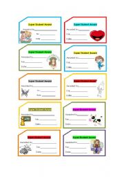 English Worksheet: Super student award