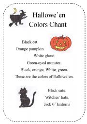 English Worksheet: Halloween colors chant for young learners