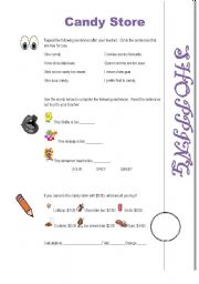 English worksheet: At the Candy Store