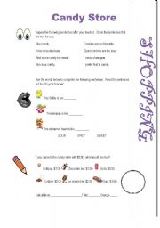 English Worksheet: At the Candy Store